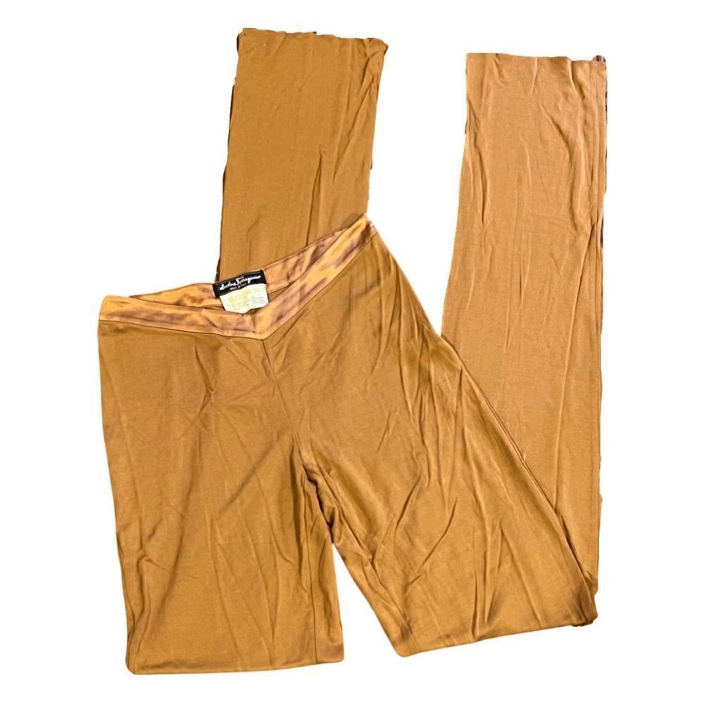 Salvatore Ferragamo Low Rise tan straight Pants Size 6 NWT vintage Y2k